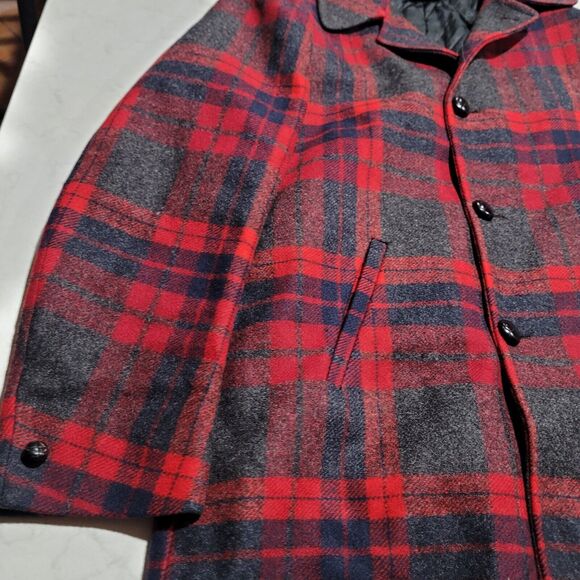 VTG Pendleton Wool Jacket Made In USA Plaid Large Over Coat Quilted Lining EUC - Picture 13 of 14